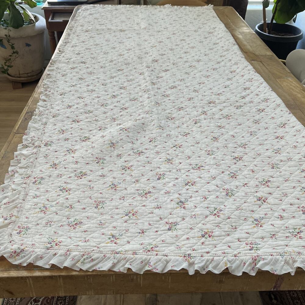 Floral Pink Quilt Cotton Comforter 66" x 80" Cottage Core